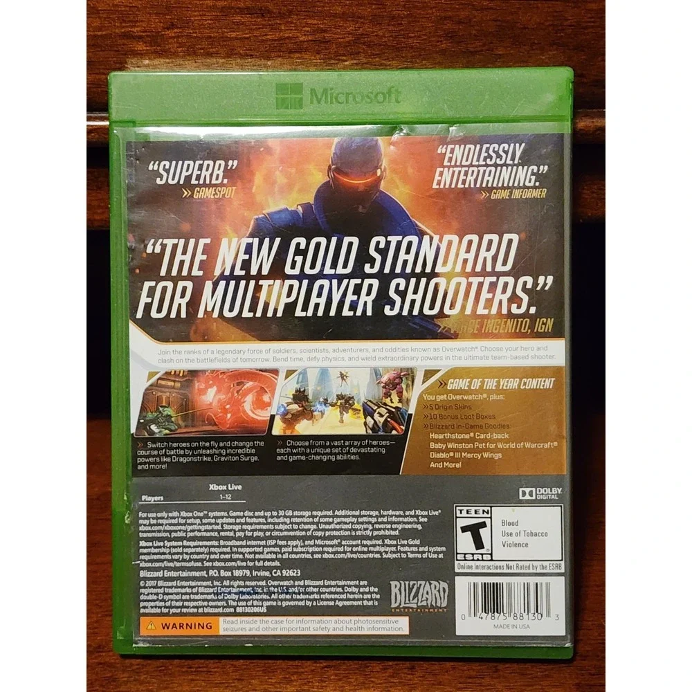Overwatch Game of The Year Edition‎ 2017 Microsoft Xbox One Video Game